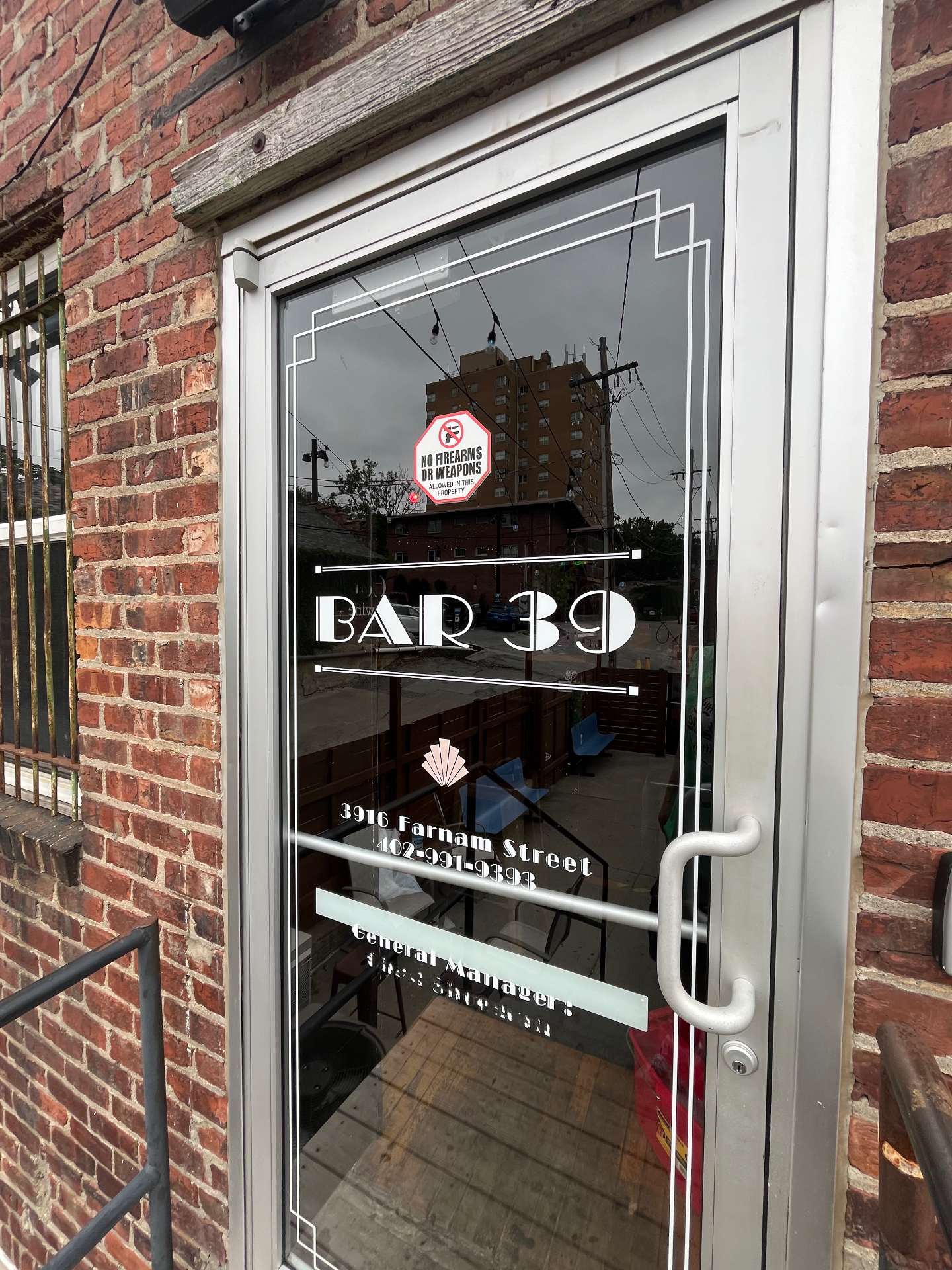 Detailed clean glass entry door for a business